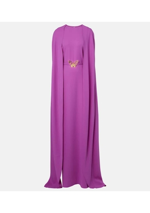 Oscar de la Renta Caped silk-blend gown