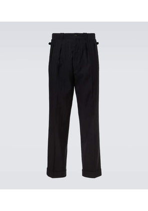Prada Pinstripe pleated wool-blend straight pants