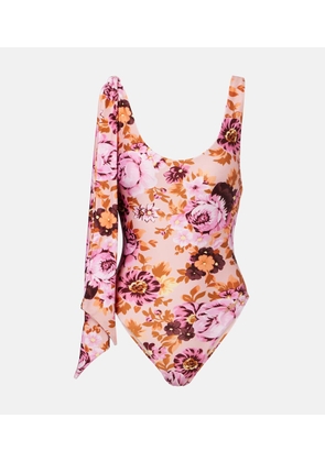 Chloe Floral knot-detail swimsuit