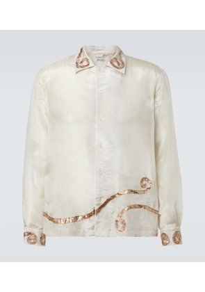 Bode Lido applique semi-sheer shirt