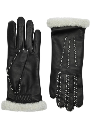 Agnelle Marie Louise Leather Gloves - Black - 6.5 (S)