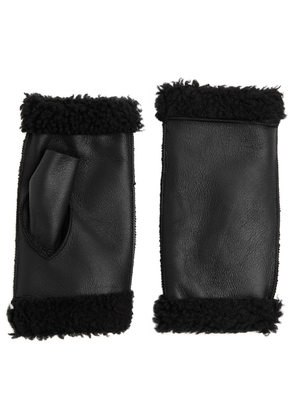 Dents Vera Fingerless Leather Gloves - Black - L