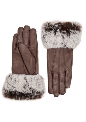 Dents Sarah Faux Fur-trimmed Leather Gloves - Brown - S
