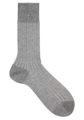 Falke Fine Shadow Ribbed Cotton-blend Socks - Grey - 7 8 (IT41-42)
