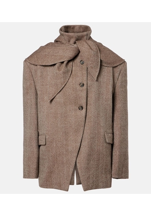 Magda Butrym Herringbone hooded wool-blend blazer