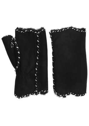 Agnelle Marie Louise Suede Fingerless Gloves - Black - 2 (M/L)