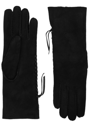 Agnelle Mia Lace-up Shearling Gloves - Black - 6.5 (S)