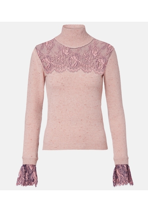 Valentino Lace-trimmed wool-blend sweater