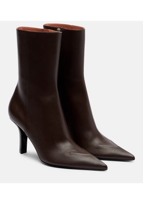 Amina Muaddi Christine 80 leather ankle boots