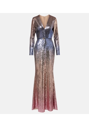 Elie Saab Ombre sequined belted gown