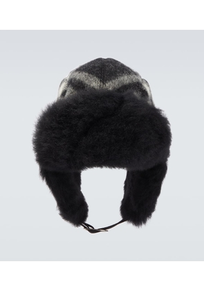 Burberry Burberry Check shearling-trimmed wool hat
