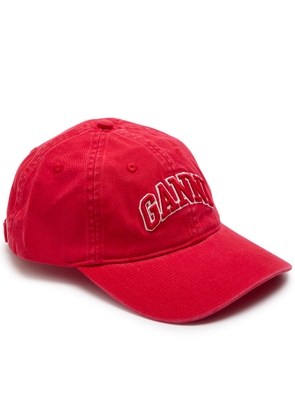 Ganni Logo-embroidered Canvas cap - Red - One Size