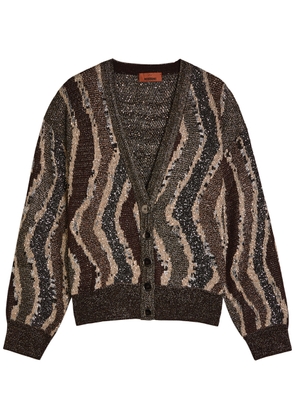 Missoni Wave-jacquard Metallic-knit Cardigan - Brown - 40 (UK8 / S)