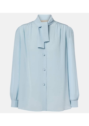 Valentino Tie-neck silk crepe de chine shirt