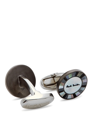 Paul Smith Mother-of-pearl Striped Cufflinks - Silver - One Size