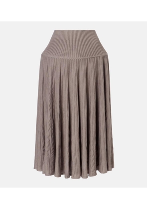 Alaia Pleated wool-blend midi skirt