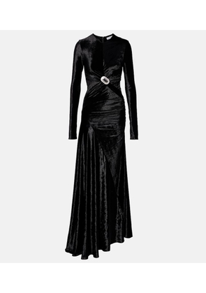 Rabanne Asymmetrical draped velvet gown