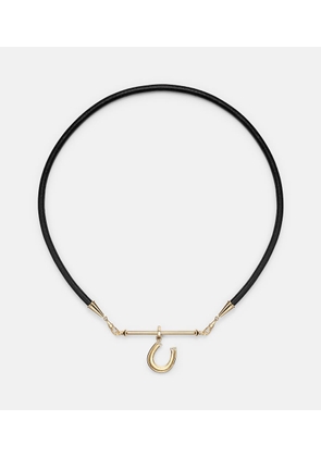 Marie Lichtenberg 18kt gold and leather pendant necklace with diamonds