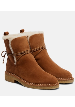 Aquazzura Megeve shearling-trimmed suede ankle boots