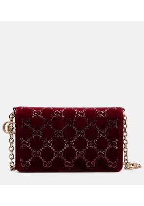 Gucci GG Crystal velvet wallet on chain