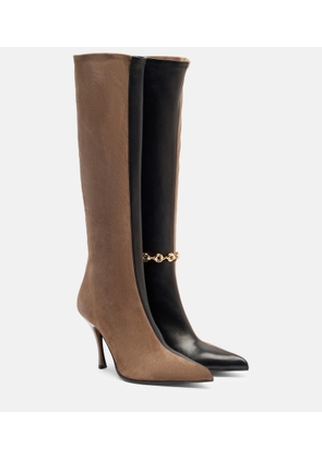 Loewe Comic leather and suede knee-high boots