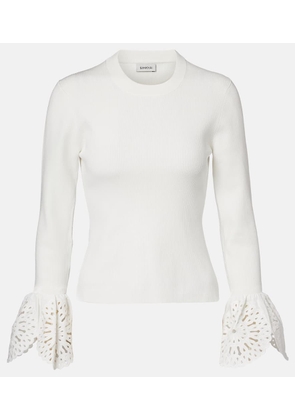 Simkhai Ferrera broderie anglaise ribbed-knit top