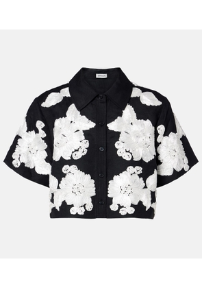 Simkhai Callie embroidered linen-blend shirt