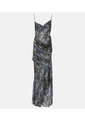 Christopher Esber Snake-print draped silk maxi dress