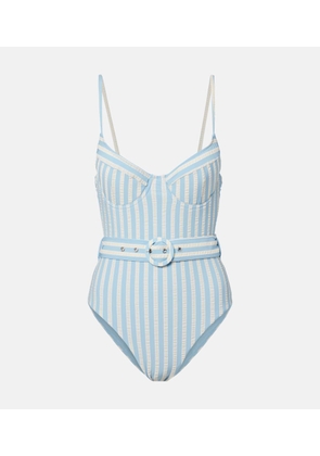 Simkhai Noa belted striped swimsuit