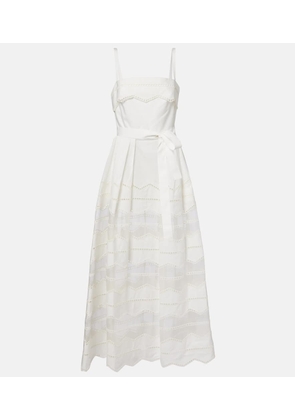 Elie Saab Belted organza-trimmed cotton maxi dress