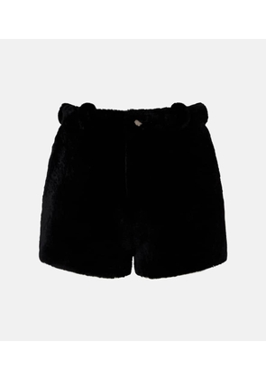Nour Hammour Leontine shearling shorts