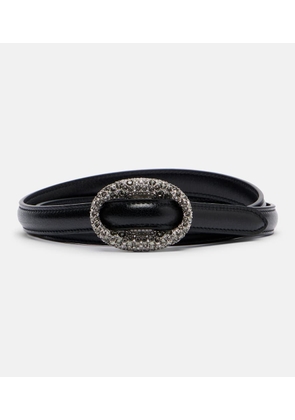 Saint Laurent Crystal-embellished leather belt