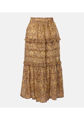 Marant Etoile Volumia floral cotton tiered maxi skirt