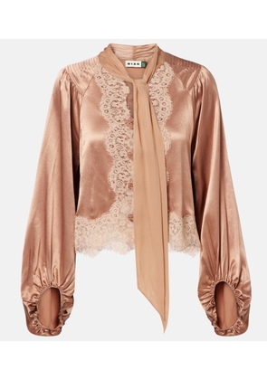 Rixo Nalani lace-trimmed satin blouse