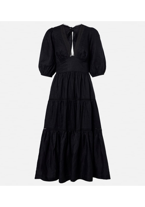 Heidi Klein Meteora lace-trimmed linen midi dress