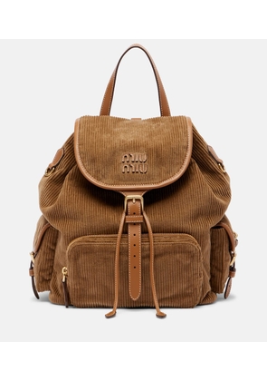 Miu Miu Leather-trimmed corduroy backpack