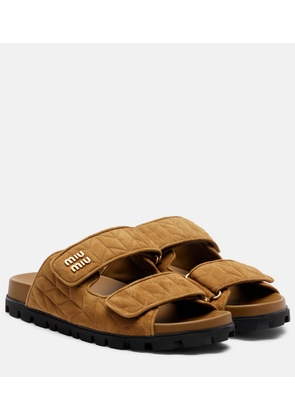 Miu Miu Quilted suede slides