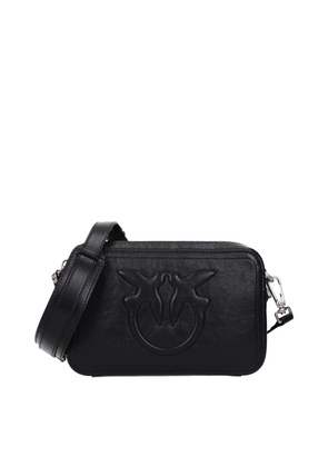 PINKO Black Leather Crossbody Bag