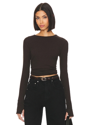 Enza Costa Cashmere Easy Cuffed Crew in Brown. Size L. Also in M, XS.