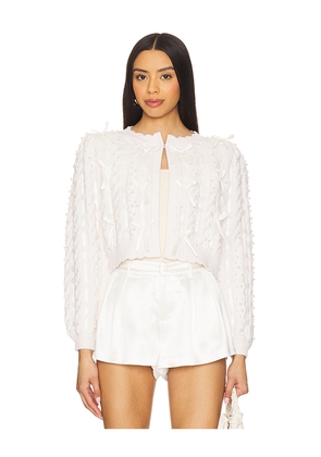 Alice + Olivia Kitty Embellished Cardigan in White. Size S. Also in L.