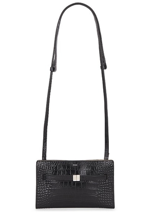 Toteme Belted Croco Embossed Crossbody Bag in Black - Black. Size all.