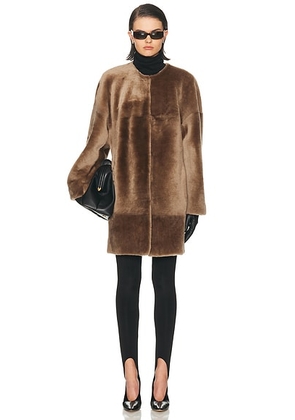 TOVE Roisin Shearling Coat in Taupe - Taupe. Size 38 (also in ).