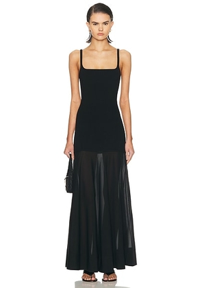 St. Agni Sheer Silk Circle Hem Dress in Black - Black. Size L (also in M, S).