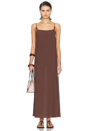 Staud Laura Dress in Dark Chocolate - Brown. Size L (also in M, S, XS).