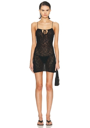 Ziah Open Knit Dress in Black - Black. Size L (also in M, S).