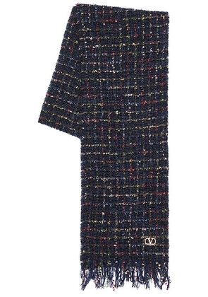 Valentino Garavani Lana Vergine Poliammide Scarf in Navy  Multicolor  & Oro - Black. Size all.