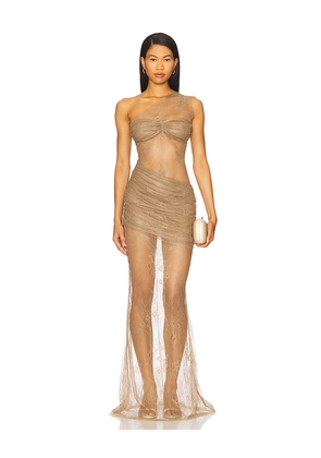 Bananhot Sabrina Send Lace Maxi Dress in Beige. Size L. Also in M, S, XL, XS.