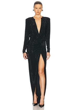 Alexandre Vauthier Macro Crystal Maxi Dress in Black - Black. Size 44 (also in 36, 38).