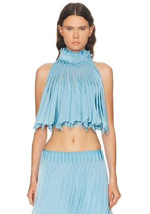 ALAÃA ALAÎªA Halter Top in Bleu Glacier - Baby Blue. Size 38 (also in ).
