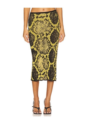 THE ATTICO Python Midi Skirt in Yellow,Black. Size 38. Also in 40.